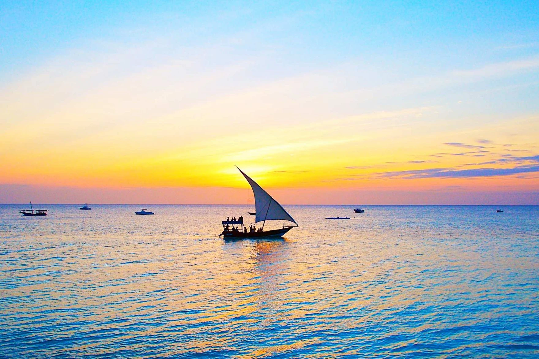 Dhow at sunset off Diani